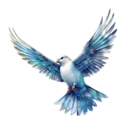 AI generated watercolor painting of a dove with wings spread open png