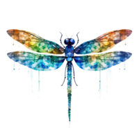 AI generated watercolor dragonfly on transparent background png