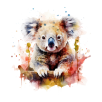 AI generated Isolated koala illustrated in watercolor png