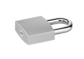 Locked silver color Padlock on, transparent background png