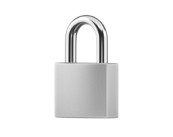 Locked silver color Padlock on, transparent background png