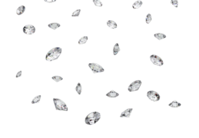 Falling shining diamonds. transparent background png