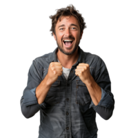 AI generated A Happy Man Celebrating isolated on a transparent background png