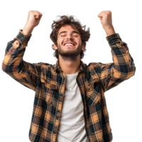 AI generated A Happy Man Celebrating isolated on a transparent background png