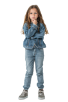 AI generated Young girl thinking while standing. png