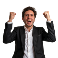 AI generated A Happy Businessman Celebrating isolated on a transparent background png