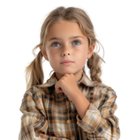 AI generated Close up young girl thinking. png