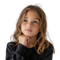 AI generated Close up young girl thinking. png