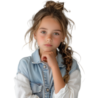 AI generated Close up young girl thinking. png