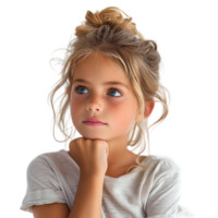 AI generated Close up young girl thinking. png