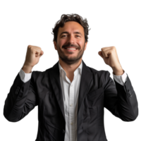 ai generado un contento empresario celebrando aislado en un transparente antecedentes png