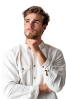 AI generated Man thinking on isolated on a transparent background png