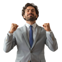 AI generated A Happy Businessman Celebrating isolated on a transparent background png