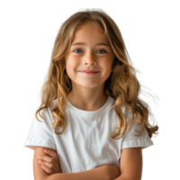AI generated Close up young girl in celebration of success isolated on a transparent PNG background