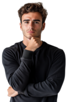 AI generated Man thinking on isolated on a transparent background png