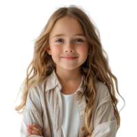 AI generated Close up young girl in celebration of success isolated on a transparent PNG background