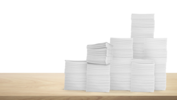 Stack of paper documents on the table Document work in the office Isolated pile PNG transparent