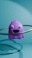 A Purple Toy with a Smiling Face in the Middle of a Hula Hoop video