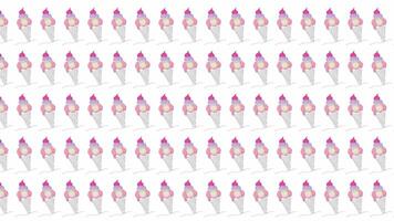 Animated pattern,background of ice cream in cups one line art video