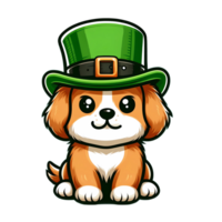 ai gerado fofa beagle filhote dentro verde chapéu com trevos png