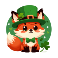 AI generated Whimsical Irish Fox in Green Hat and Bow Tie png