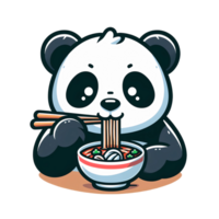 ai gegenereerd panda aan het eten een kom van noedels met eetstokjes png