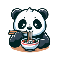 ai generado panda comiendo un cuenco de tallarines con palillos png