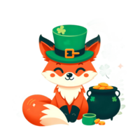 AI generated Whimsical Lucky Fox with Pot of Gold png