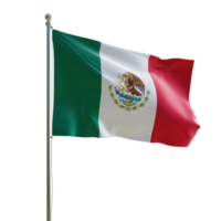 3d Mexico realistic flag with pole png