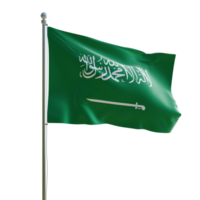 saudita arábia realista 3d bandeira com pólo png