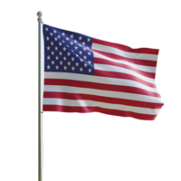 United States realistic 3d flag with pole png