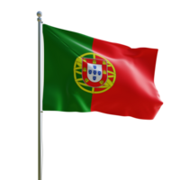 Portugal realistic 3d flag with pole png