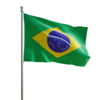 3d Brasil realista 3d bandeira com pólo png