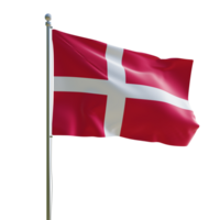 Dänemark realistisch 3d Flagge mit Pole png