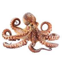 AI generated octopus in ocean's embrace, a spectacle of adaptability, isolated on transparent background png