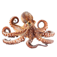 AI generated octopus in ocean's embrace, a spectacle of adaptability, isolated on transparent background png