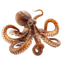 AI generated octopus in ocean's embrace, a spectacle of adaptability, isolated on transparent background png