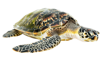 AI generated Sea turtle swimming in its natural habitat, a silent plea for ocean conservation and protection, isolated on transparent background png