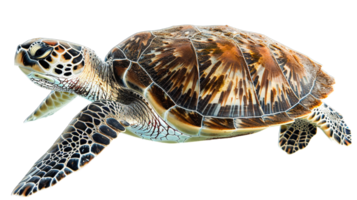 AI generated Sea turtle swimming in its natural habitat, a silent plea for ocean conservation and protection, isolated on transparent background png