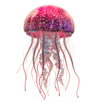 AI generated delicate translucent jellyfish in the tranquil sea, isolated on transparent background png