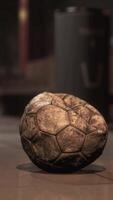 old soccer ball in empty subway video