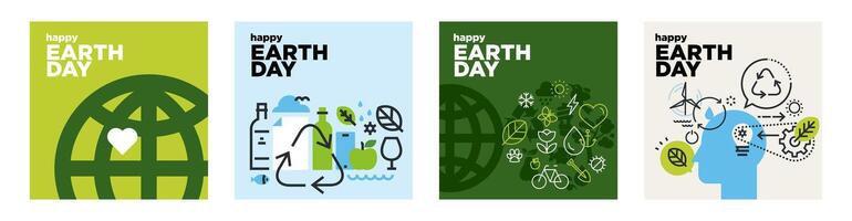 Earth day illustration set. Vector concepts for graphic and web design, business presentation, marketing and print material, social media.