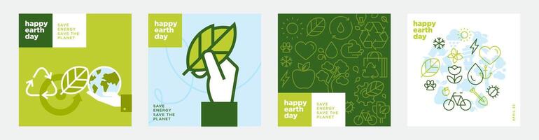 Earth day illustration set. Vector concepts for graphic and web design, business presentation, marketing and print material, social media.