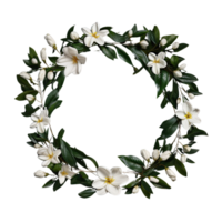 AI generated Wreath of flowers, flower wreath round frame borders, floral decoration, transparent background, Flat lay, top view png