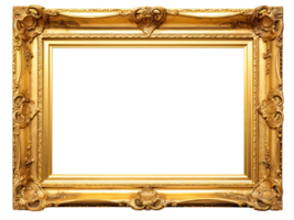 ai generiert golden hölzern Rahmen isoliert auf transparent Hintergrund, gemustert und Jahrgang Bild Rahmen png Format