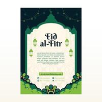 Green Islamic Flyer Background Design with Gold Accents and Simple Ornaments vector