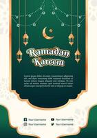 Simple Islamic Ornament Greeting Flyer Template Design vector