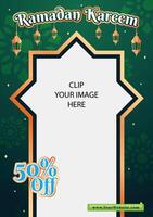 Green Islamic Simple with Golden Frame Sale Banner Template Design vector