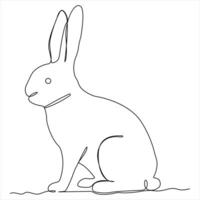 Single line continuous drawing of cute rabbit and concept Easter bunny outline vector illustration