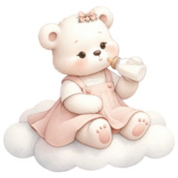 AI generated Watercolor Cute Teddy Bear. png